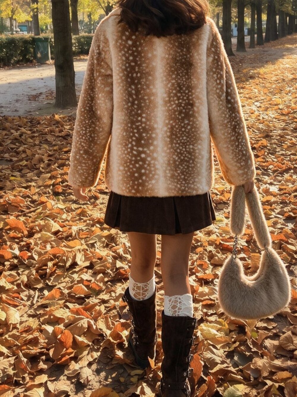 Multicolor Casual Women's Animal Print Faux Fur Coat With Horn Buttons - Picture 2 of 5